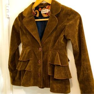 Vintage Tovale’s By Naama Chasin Corduroy Jacket Tiered Ruffles Bowtie Size 12